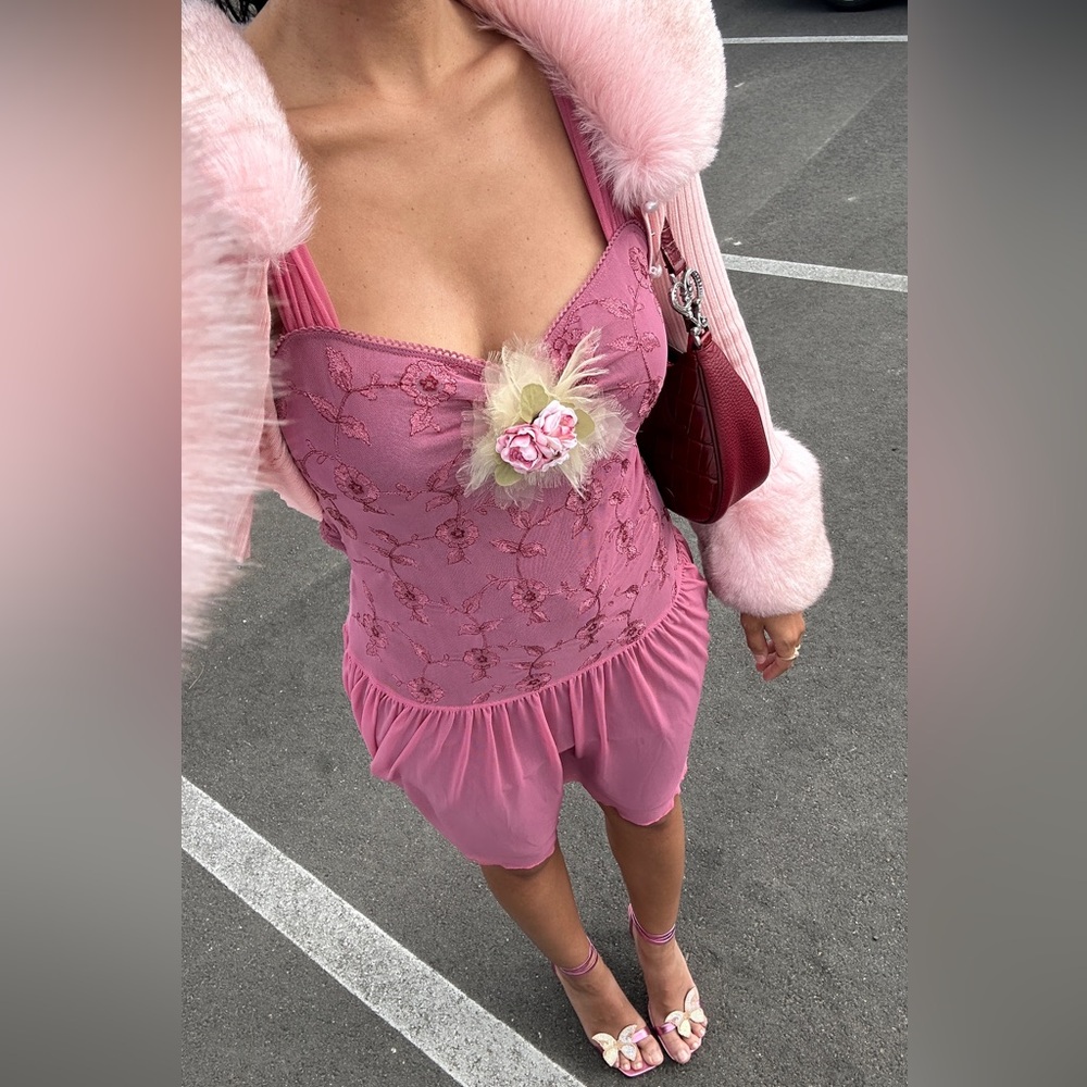 Betsey Johnson Pink Embroidered Dress